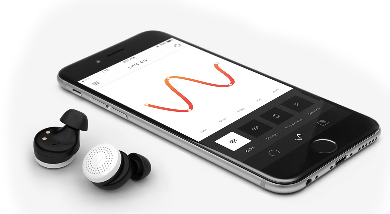 Here Active Listeting: two wireless earbuds and a smartphone app